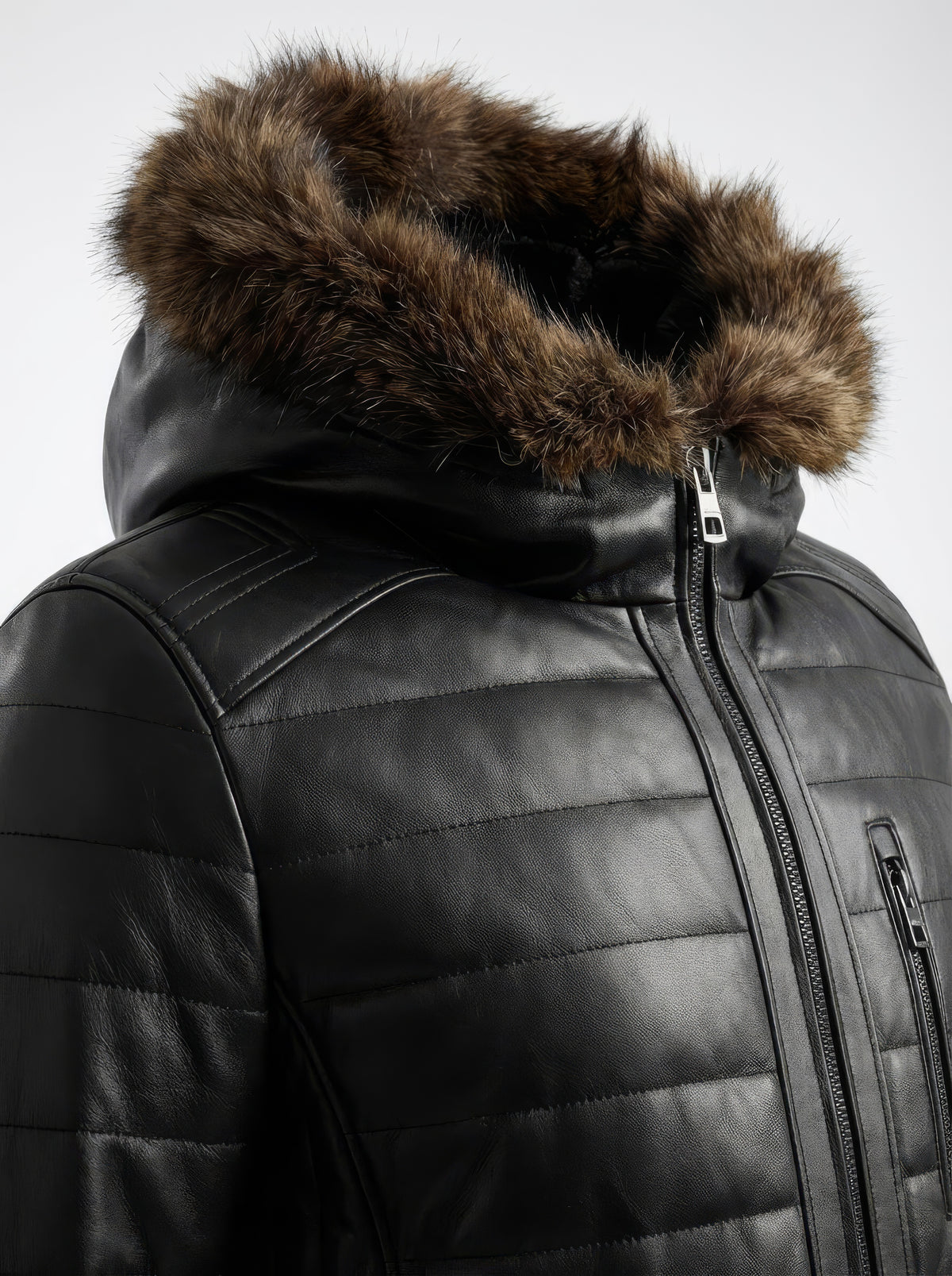The Dark Horizon – Quilted Leather & Raccoon Fur Parka