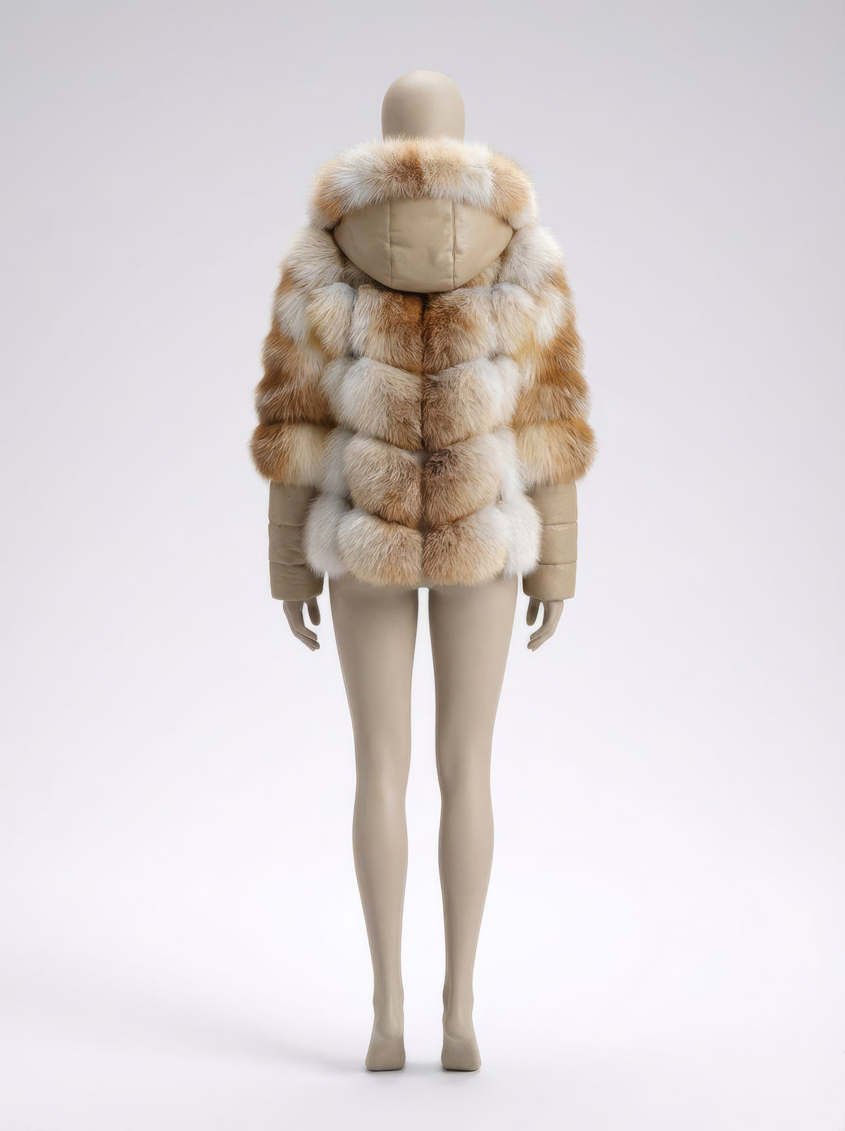 Aurora – Frosted Fox & Leather Hooded Coat