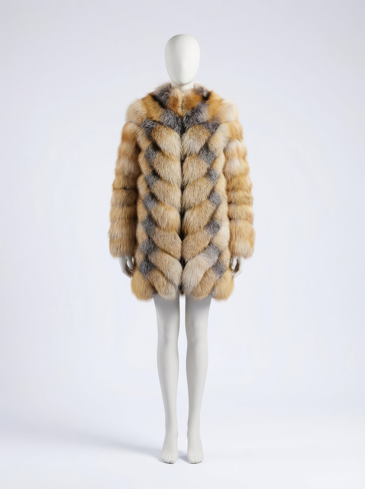 Gilded Silver Fox – Chevron Statement Coat