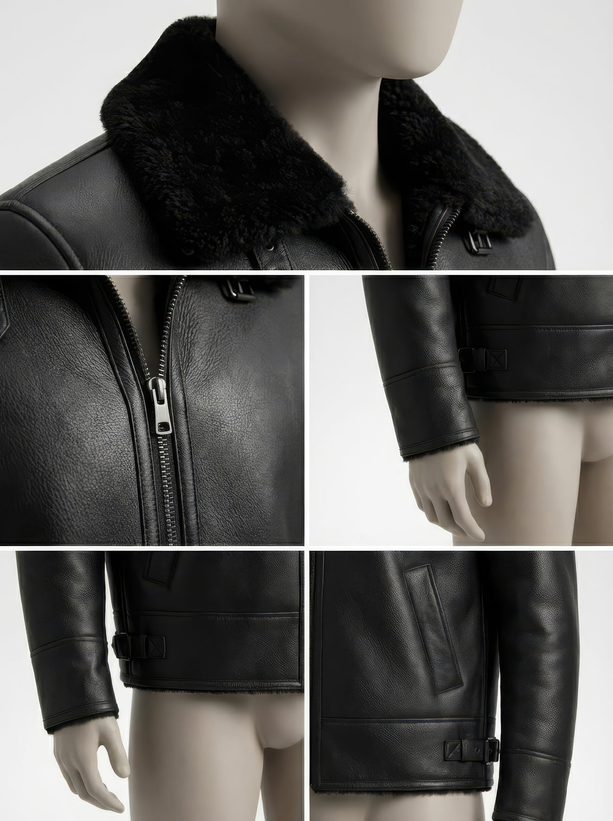 The Nordic Shearling – Black Leather & Wool Jacket