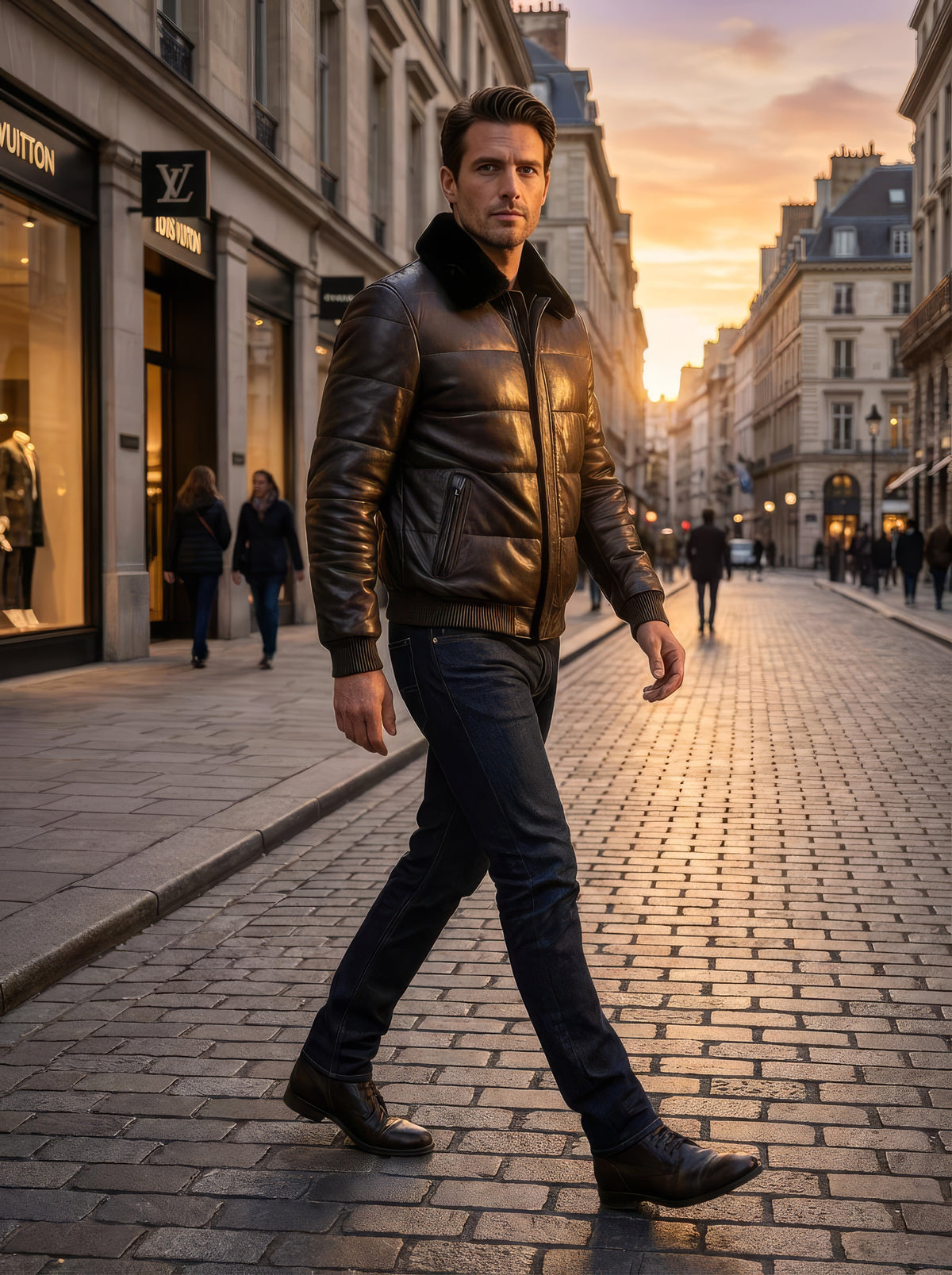The Highland Aviator – Deep Olive & Black Shearling