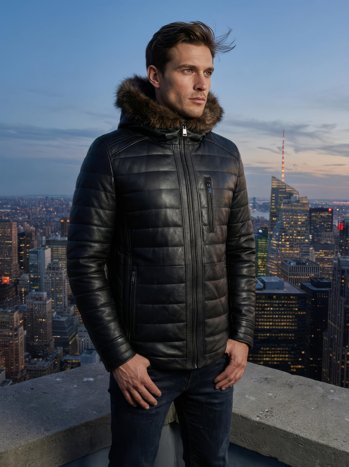 The Dark Horizon – Quilted Leather & Raccoon Fur Parka