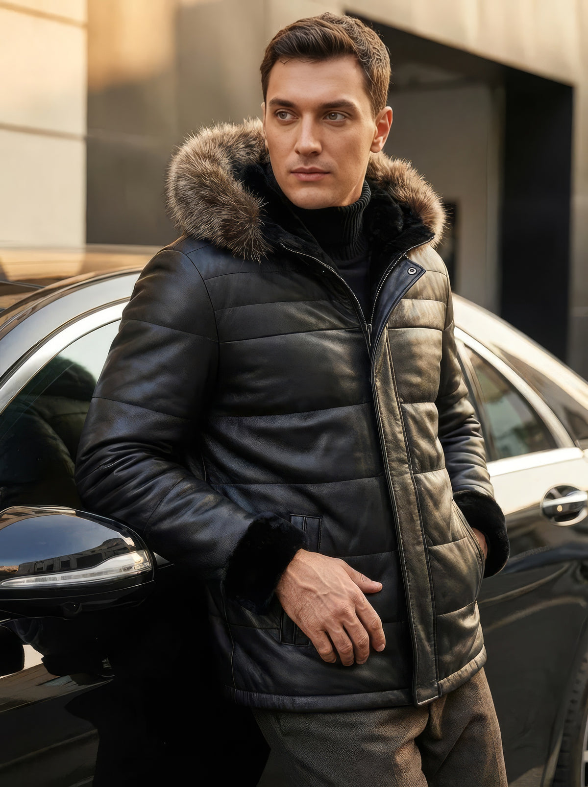 The Midnight Summit – Shearling Lined Leather Parka