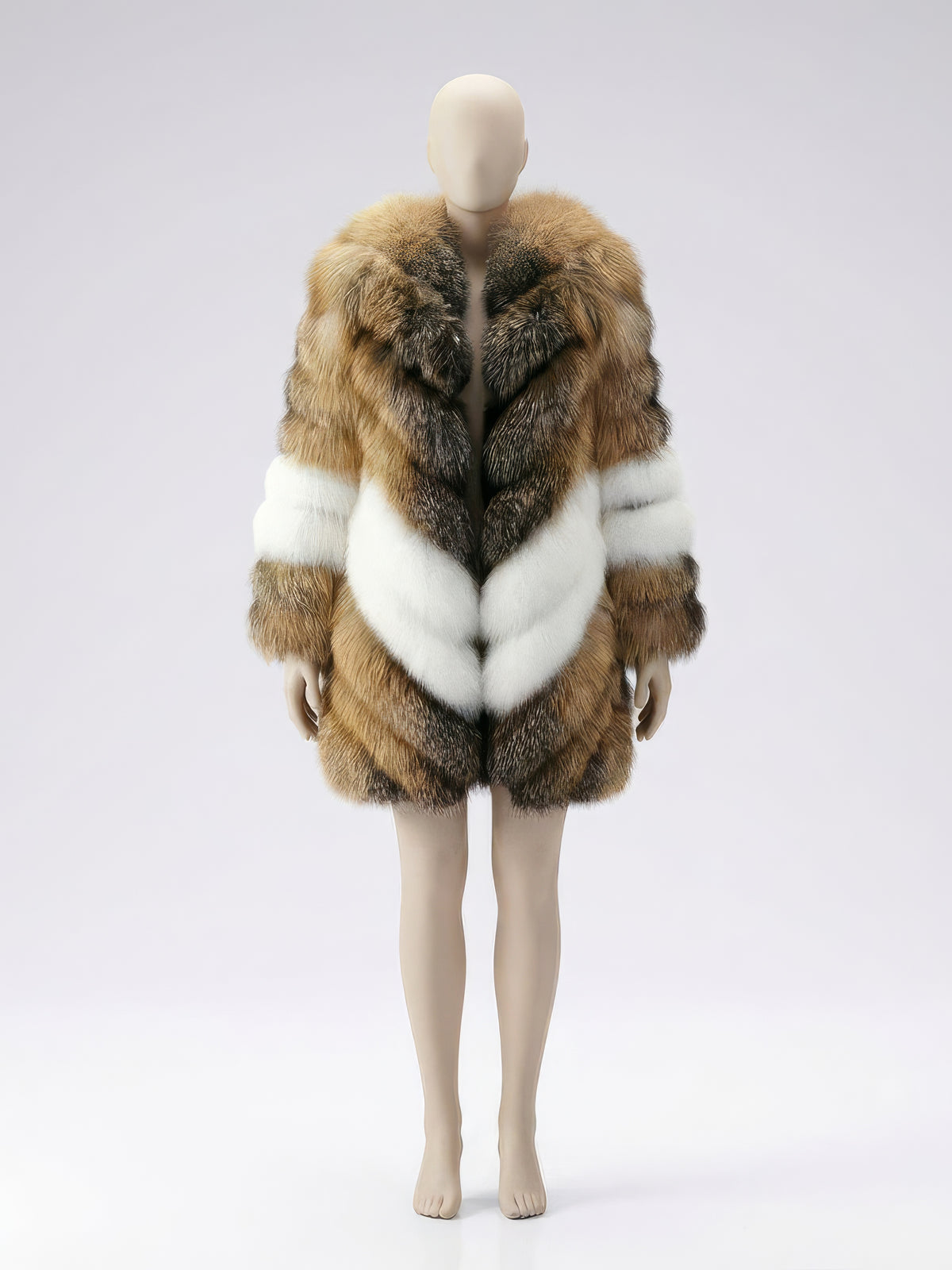 The Monarch – Silver & Brown Fox Architectural Fur Coat