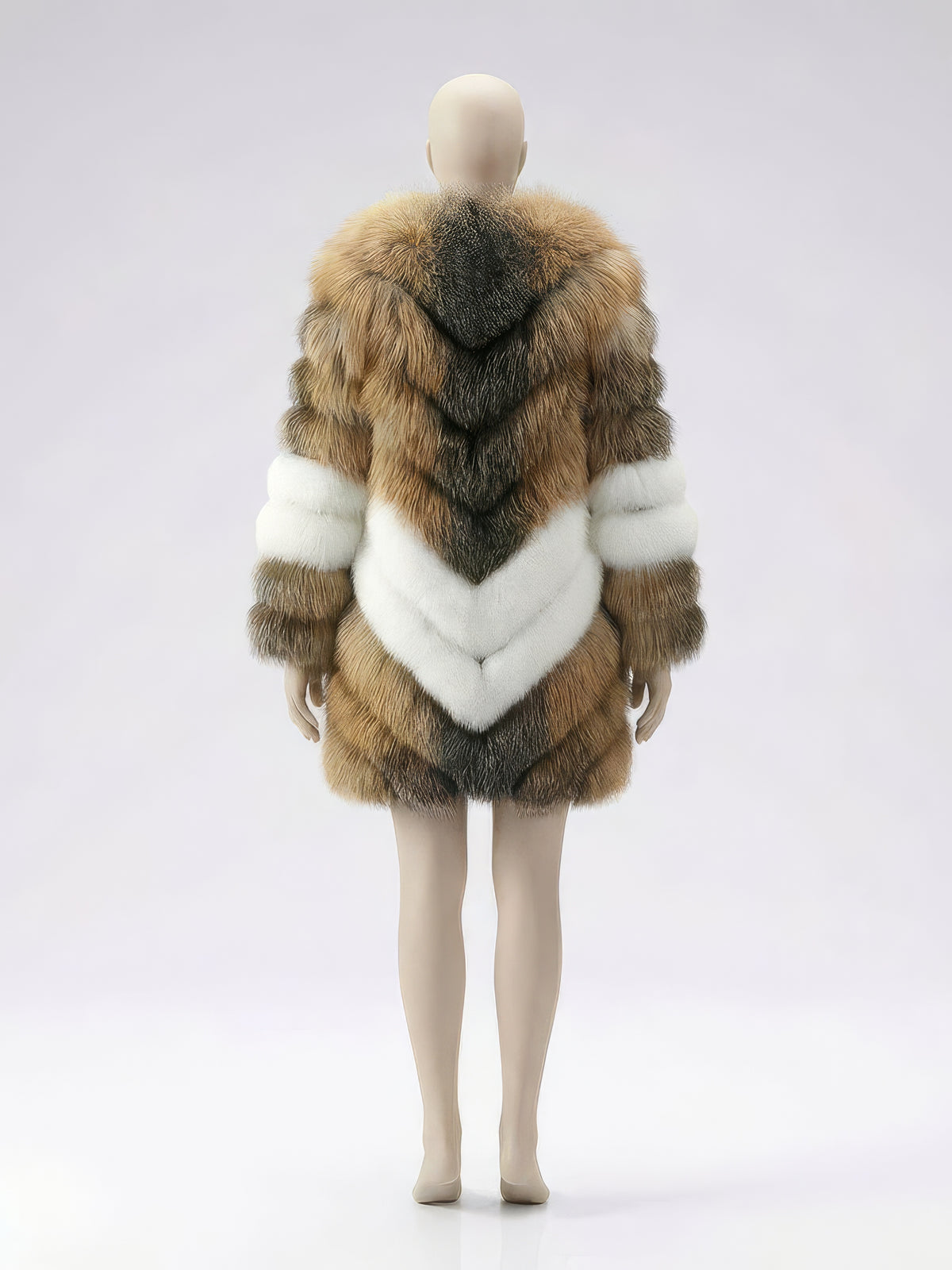 The Monarch – Silver & Brown Fox Architectural Fur Coat