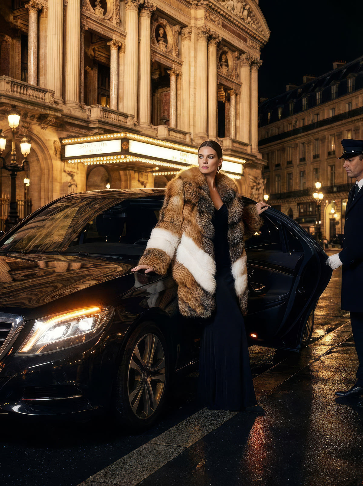 The Monarch – Silver & Brown Fox Architectural Fur Coat
