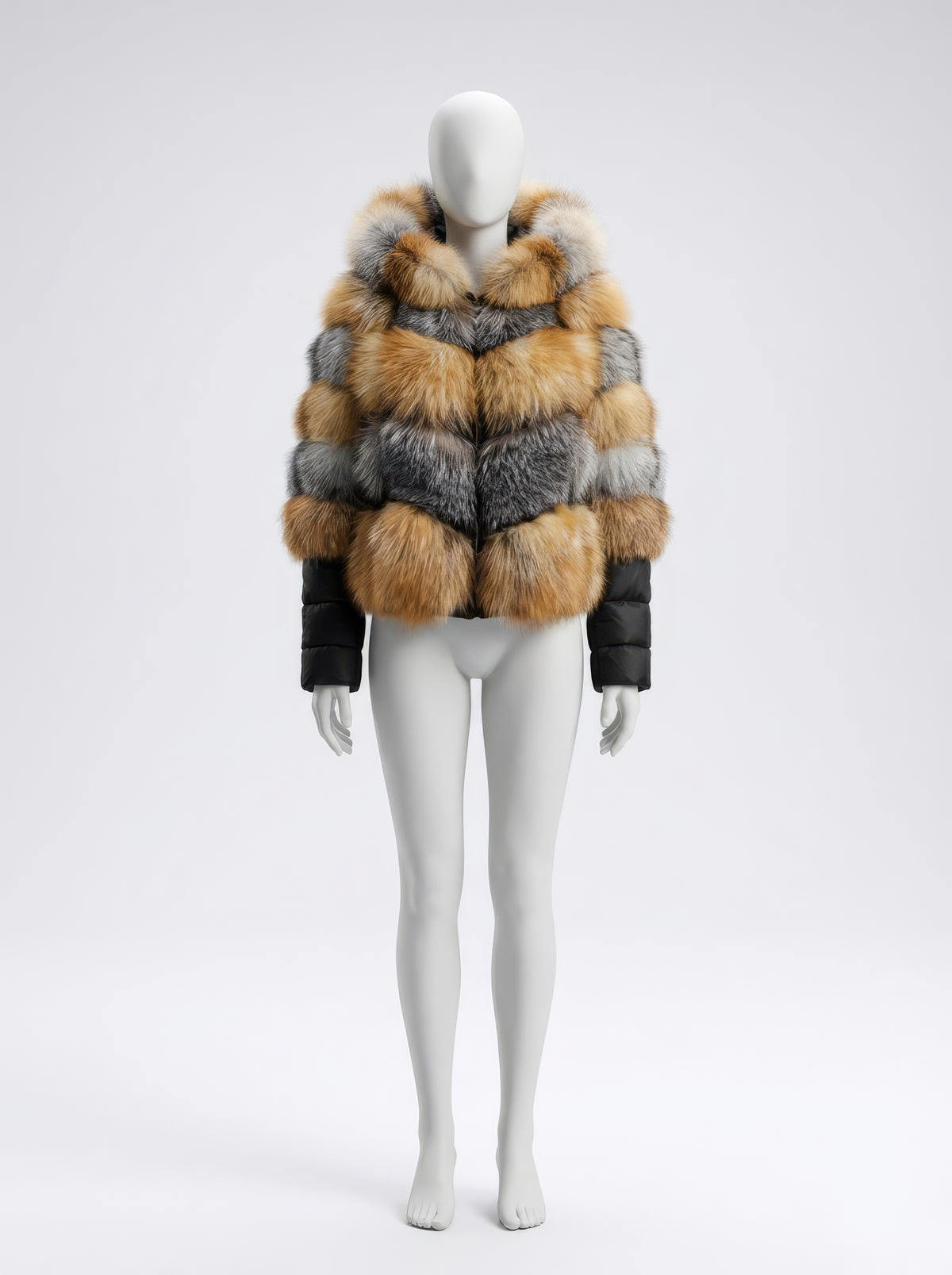 The Inferno – Silver & Red Fox Leather Fur Coat