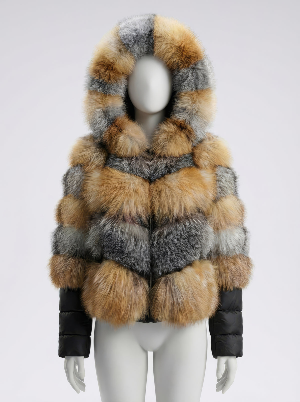 The Inferno – Silver & Red Fox Leather Fur Coat