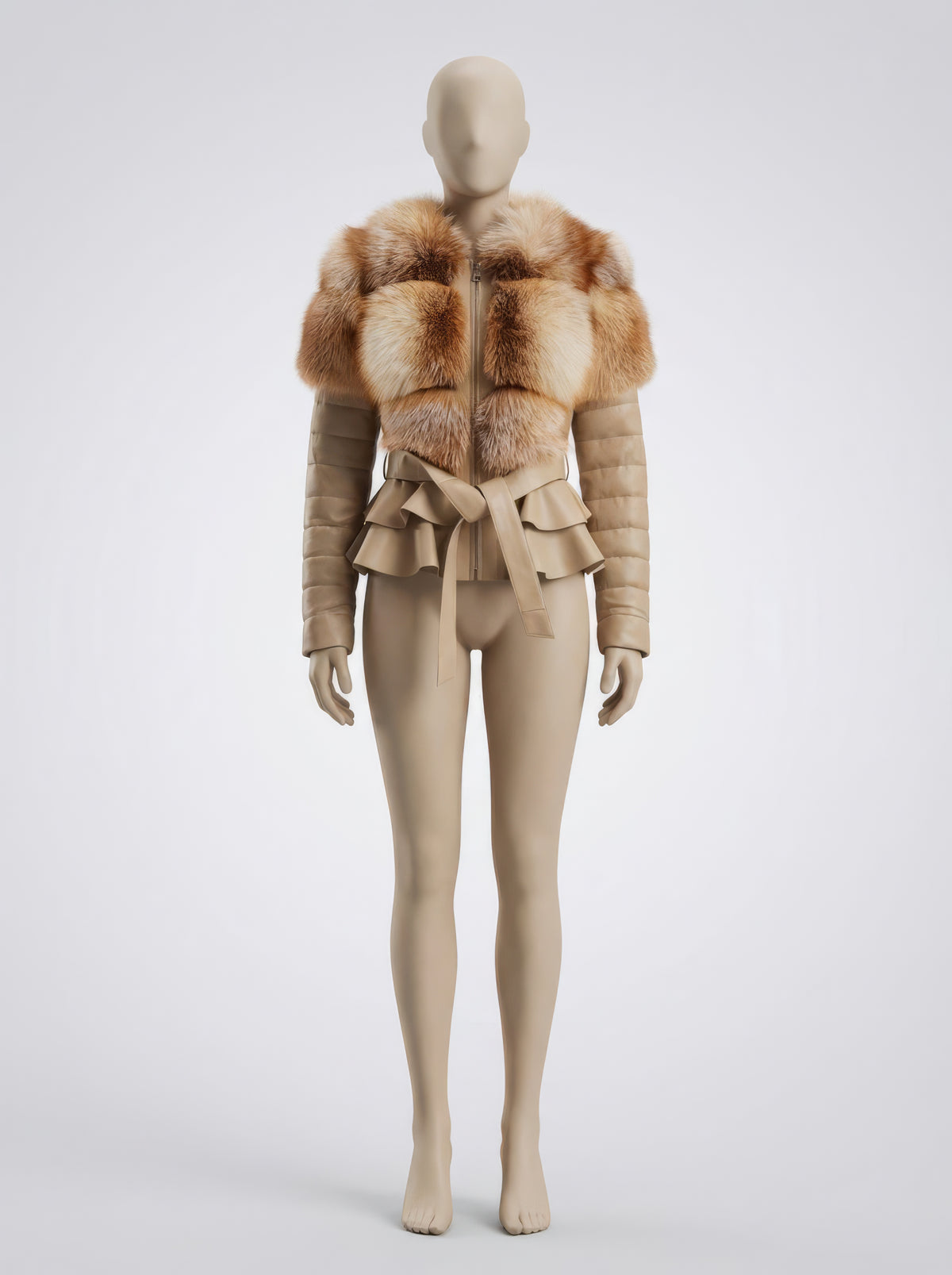 The Golden Frost – Lambskin & Fox Peplum Jacket