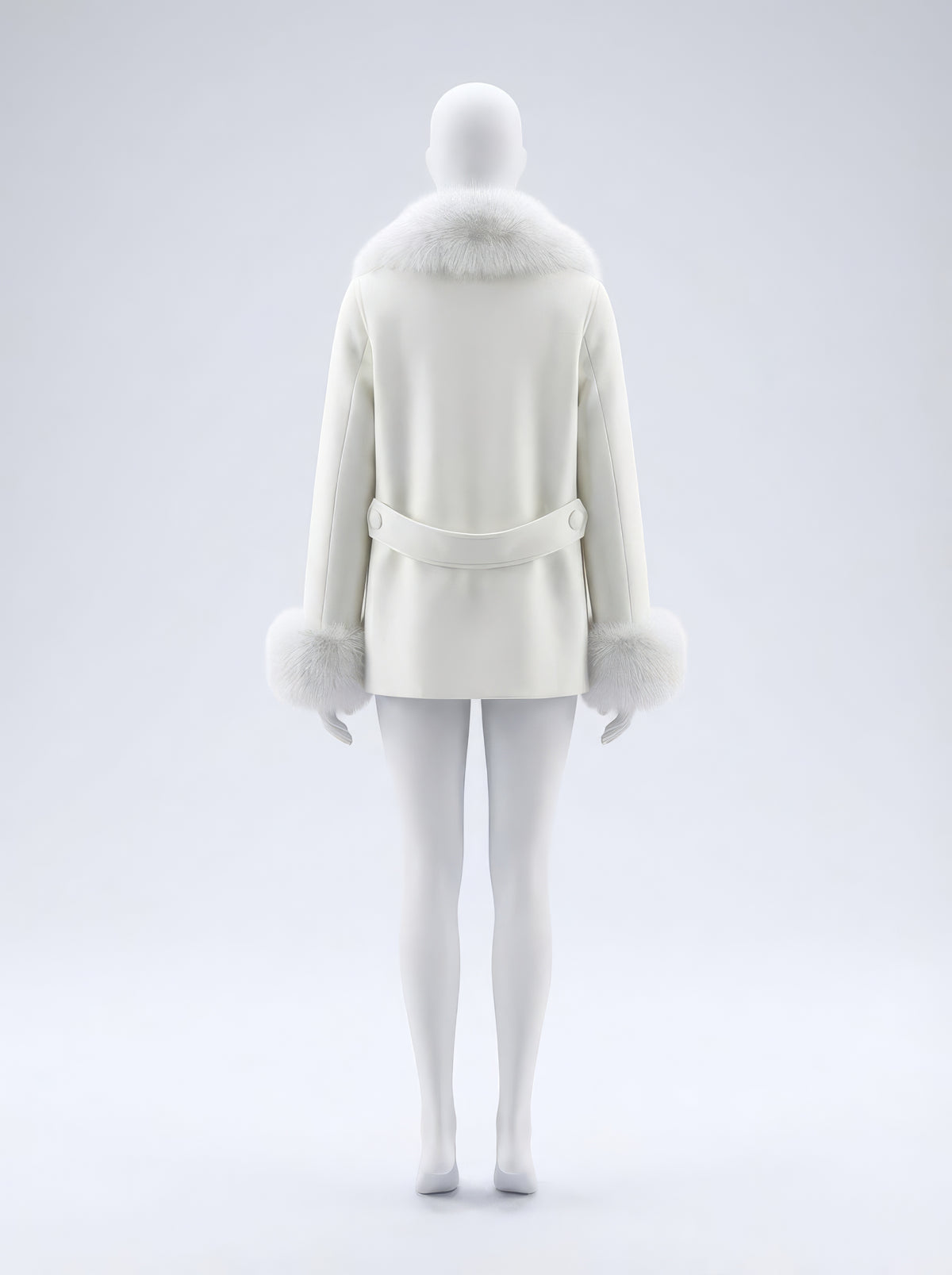 The Duchess – White Cashmere & Arctic Fox Pea Coat