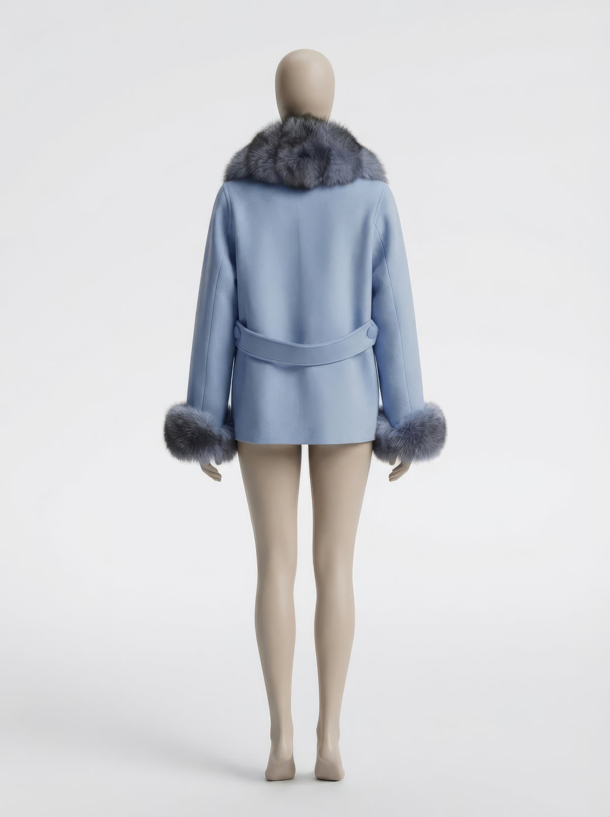 Glacier Whisper – Sky Blue Fox & Cashmere Pea Coat